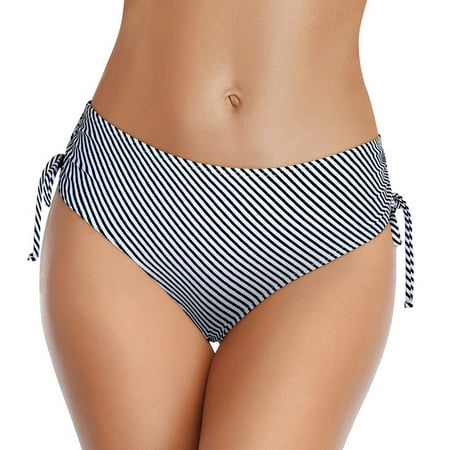 Fainosmny For Women Bikini Bottoms Side Tie Adjustable Bathing Suit Swimsuit With Drawcord Both Sides Various Bikinis Multicolored Beachswi Split Swim Bottom Dark Gray XS