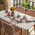 thumbnail image 3 of Red Spring Floral Table Cloths for 6 Foot Rectangle Tables, Birds Branches Watercolor Flowers Rustic Patio Waterproof Elastic Fitted Tablecloths, Washable Rectangular Table Cover for Camping, 3 of 8
