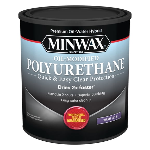 Minwax Water-Based Oil-Modified Polyurethane, Warm Satin, Clear, 1 Quart
