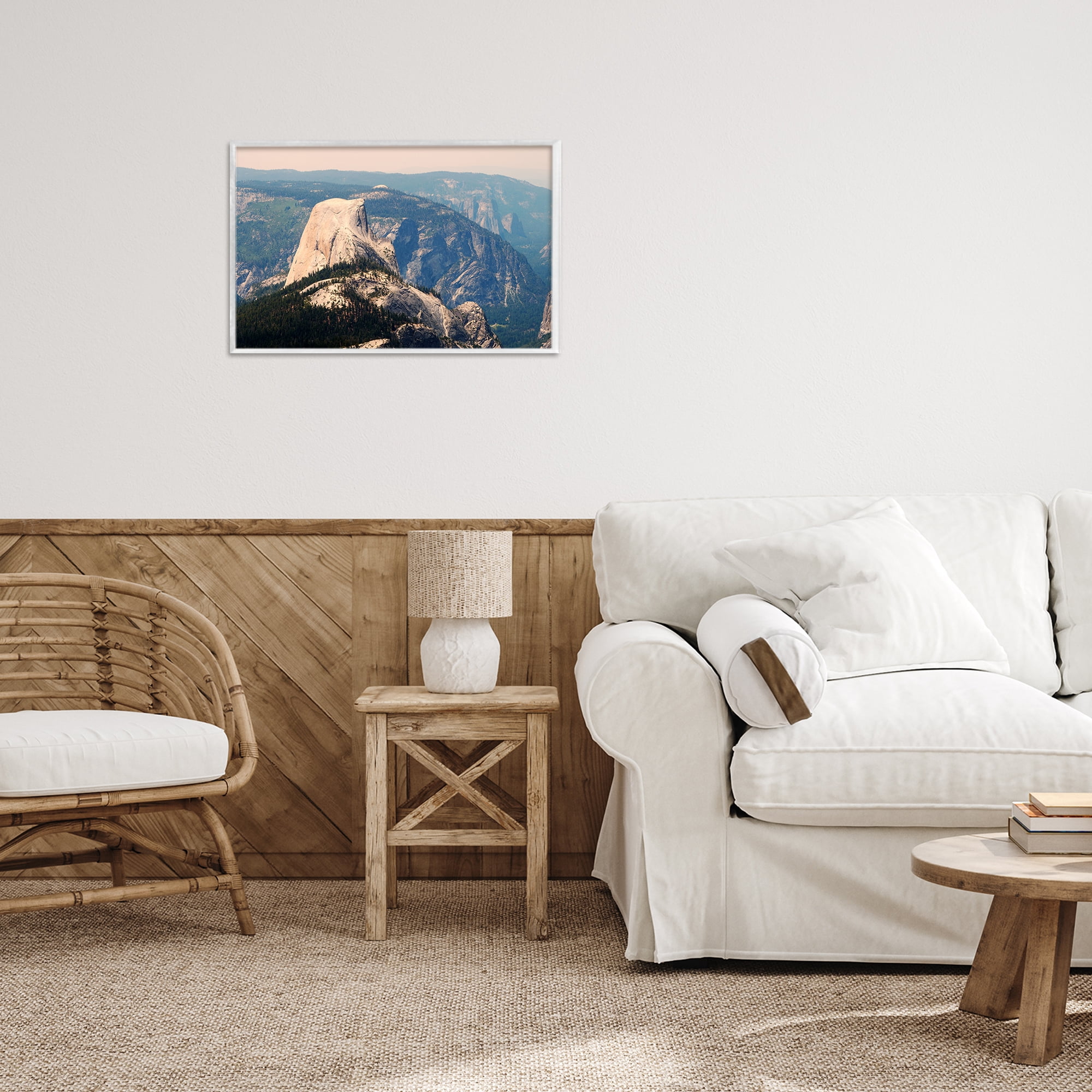 Stupell Industries Granite Monolith Above Forest White Framed Giclee Art, design by Gemma Bardot