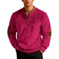 thumbnail image 6 of Men's Christmas Sweater Zip Up Sweatshirts Vintage Knit Graphic Sweatshirt - Xmas Stand Collar Pullover with Solid Color Print for Casual Holiday Style,Hot Pink,L, 6 of 6