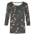 thumbnail image 4 of VBTAPA 3/4 Sleeve Shirts for Women Cute Floral Graphic Tees Dressy Casual Summer Blouse Tops Sales of the Day Multicolor S, 4 of 6