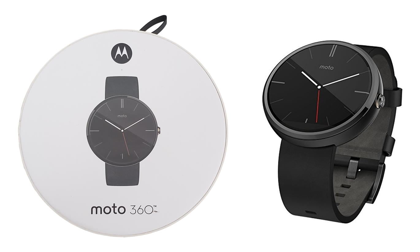Motorola Moto 360 1st Gen Sport 45mm Stainless Steel Smart Watch Classic  Smartwatch Leather Black Band