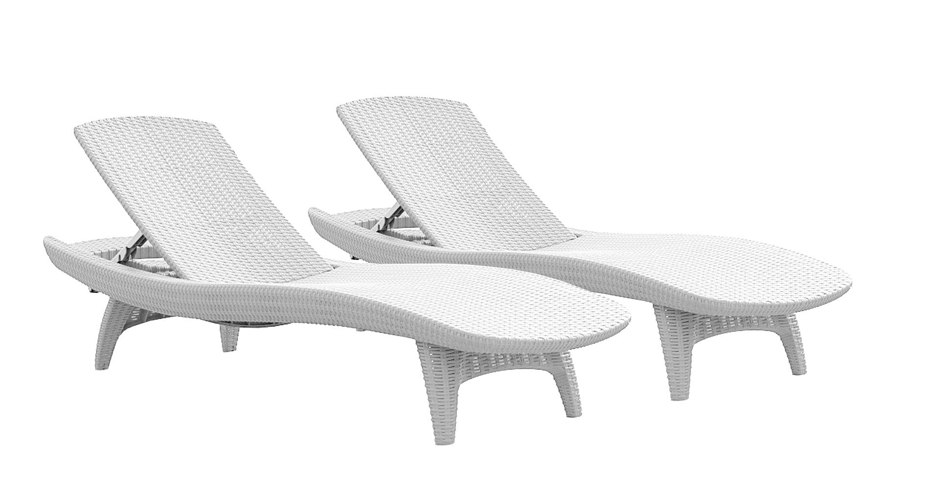 Floral Blossom White Outdoor Chaise Lounge Chair with Cushion by Home Styles 
