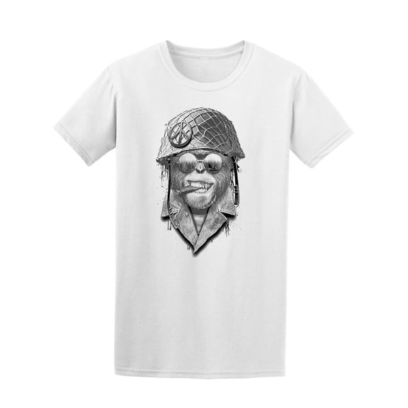 Portrait Monkey With Helmet Tee Men's -Image by Shutterstock