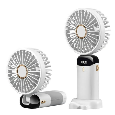 

EDFRWWS 3000mAh Folding Handheld Fan USB 5 Speed Adjustment Phone Holder (White)
