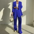 thumbnail image 2 of QATAINLAV Women's 2 Piece Pant Suits Dressy Blazer Wide Leg Pants Matching Sets Solid Color Business Casual Outfits, Blue, XXL, 2 of 7