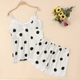 thumbnail image 2 of BRICH Women's 2 Piece Polka Dot Printed Satin Lace Cami Top and Shorts Pajama Set White XL, 2 of 5
