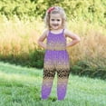 thumbnail image 5 of Penkiiy Toddler Kids Girls Jumpsuit Summer Romper Little Girls One Piece Printed Playsuit Strap Sleeveless Bodysuit Outfits 3-4 Years Purple, 5 of 5