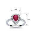 thumbnail image 5 of SuperJeweler 1 Carat Pear Shape Created Ruby and Double Halo Diamond Ring In Sterling Silver For Women, 5 of 6