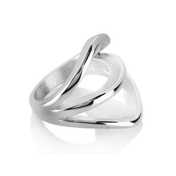 ELYA Jewelry Women's Polished Free Form Split Band Steel Ring