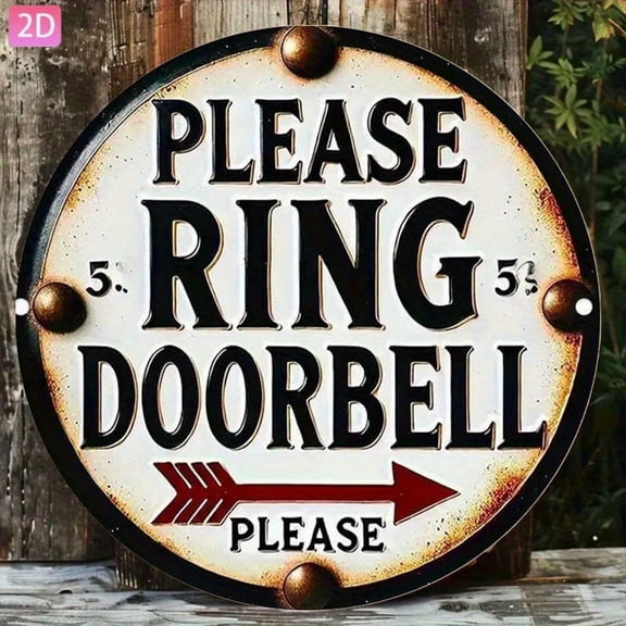HELLOYOUNG Vintage Aluminum Please Ring The Bell Sign Retro Metal Wall Decor for Home Garden Kitchen Garage 7.87x7.87 Inch
