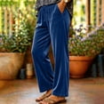 thumbnail image 5 of Gytharion Women's Velvet Wide Leg Pants Drawstring Elastic High Waist Pants Solid Color Casual Trousers with Pockets, 5 of 5