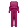 thumbnail image 4 of Sweatsuits Women 2 Piece Outfit Jogger Set Sweatshirt Top and Loose Fit Wide Leg Pants Tracksuit Set Trouser Suit Casual Fitness Set Sports Suit Valentine's Day, 4 of 5
