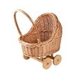thumbnail image 2 of Woven Rattan Pram Shaped Flower Basket, Cute Rural Decor with Wheels and Handle for Weddings, Parties, and Candy Display, 2 of 5