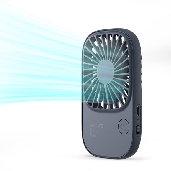Miniventilador portátil para pestañas JISULIFE, recargable por USB, azul
