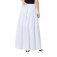 thumbnail image 4 of Dewadbow Women Loose A-Line Skirt Solid Color Summer Elastic Drawstring Skirt, 4 of 6