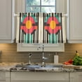 thumbnail image 2 of Yayeee Kitchen Curtains Tier Pair Light Filtering 27"x24" Rod Pocket Short Cafe Window Panel, Geometric Circle, 2 of 7
