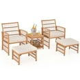 thumbnail image 2 of Costway Ensemble de Conversation en Rotin de Patio 5 Pcs avec Table Basse à 2 Niveaux et 2 Ottomans, 2 of 10