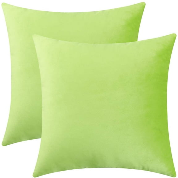 Ryan; Set of 2 Comfy Soft Throw Pillow Covers for Sofa Couch, Decorative Square Cushion Cases for Bedroom Car (Lime Green)