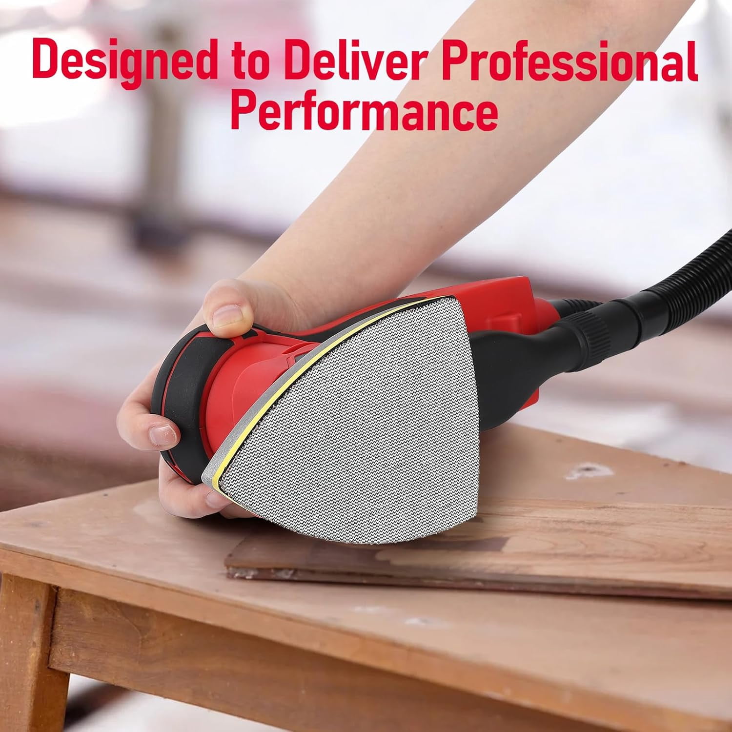350W Brushless Random Orbital Sander - Variable Speed Up to 10000 RPM Low Vibration Ergonomic Design Includes 12 Sanding Sheets for Woodworking and Detail Sanding
