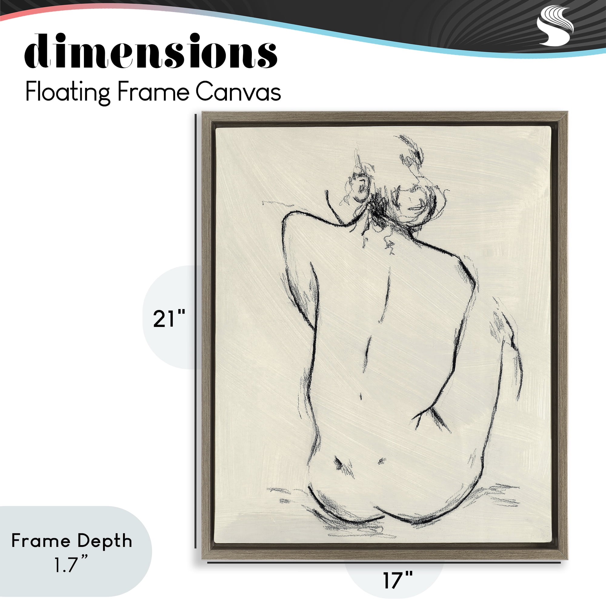 Stupell Industries Nude Sitting Study Brown Framed Floater Canvas Wall Art, design by Chloe Elliot