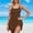 Coffee, variant on Naittoop One Piece Swimdress Swimsuits for Women Belly Control Swim Dresses Skirt Bathing Suit Color Block Ribbed Swimwear