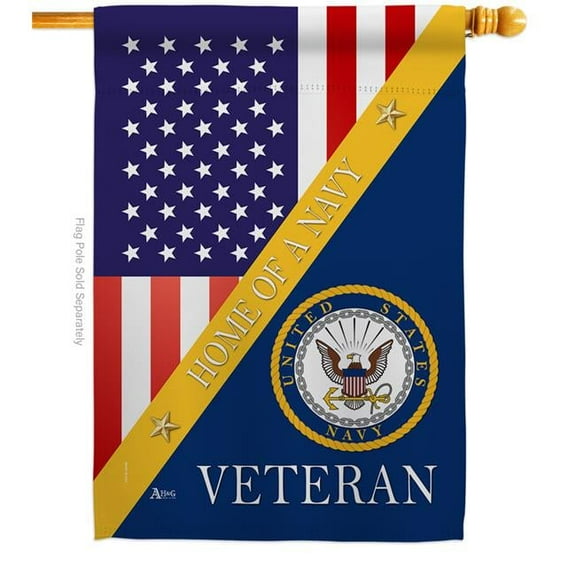 28 x 40 in. Home of Navy House Flag with Armed Forces Double-Sided Decorative Vertical Flags Decoration Banner Garden Yard Gift