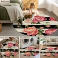 thumbnail image 6 of Round Rugs 3 Ft, Flower Stripes Non Slip Area Rugs for Kitchen Bedroom Entryway, Black White Geometric Pink Rose Floral Washable Carpet Runner Rug Floor Mats for Bedroom Home Decor, 6 of 9