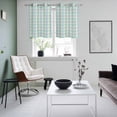 thumbnail image 4 of Blue Green Kitchen Curtains Small Short 39 Inch Length, Grid Checkered Plaid Gingham Lattice Trellis Grommet Bedroom Living Room Curtains, Light Filtering Cafe Curtain Drapes 2 Panels Set 55''x39'', 4 of 9