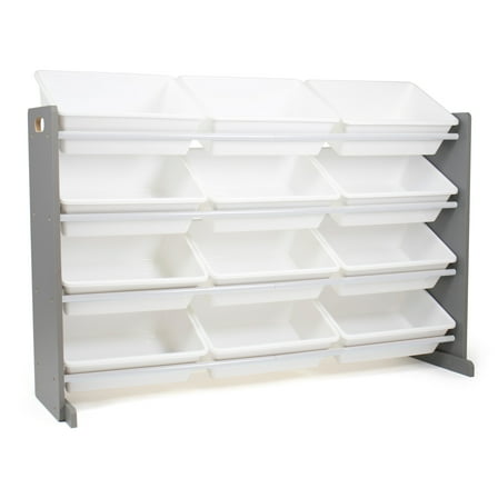 Humble Crew Inspire Supersized Toy Storage Organizer with 12 Large Plastic Storage Bins, Grey/White