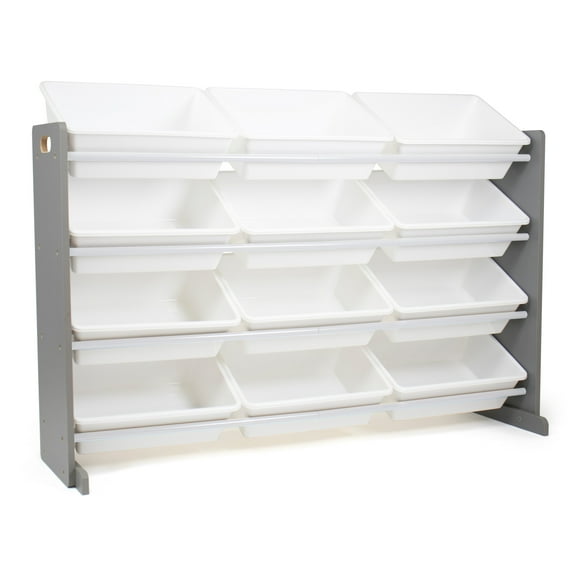 Humble Crew Inspire Supersized Toy Storage Organizer with 12 Large Plastic Storage Bins, Grey/White