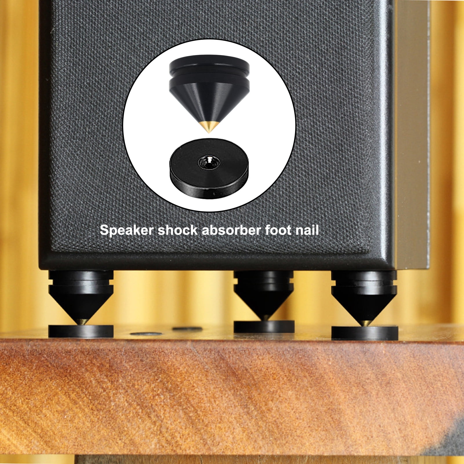 4x HiFi 23mm Ebony Wood Speaker Spike Isolation Stand Feet Base CD 