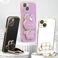 thumbnail image 2 of Cute Bunny Hidden Stand Compatible with iPhone 14 Pro Case, Soft TPU Bumper Shockproof 3D Mirror Rabbit Bracket Purple Phone Case with Camera Protection for Women, Girl - Lilac, 2 of 6