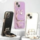 thumbnail image 2 of Funda para iPhone 13 con adorable conejito y soporte oculto, de TPU suave, a prueba de golpes, con espejo 3D y protección para cámara, para mujeres y niñas, color morado, 2 of 8