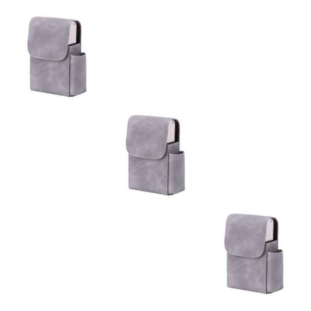 Pitillera Portátil Advancent de PU con Tarjetero Color Gris Liso