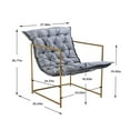 thumbnail image 4 of Velvet Living Room Chair, Modern Accent Chair with Golden Metal Frame, Upholstered Lounge Chair with Comfortable Cushioned Seat for Bedroom, 250LBS Weight Capacity, Gray, 4 of 7