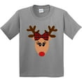 thumbnail image 3 of Inktastic Cute Girl Reindeer with Buffalo Plaid Bow Youth T-Shirt, 3 of 5