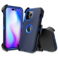 thumbnail image 4 of Xhy iPhone 14 Pro Max Case with Belt Clip Holster+Screen and Lens Protector Military Grade Heavy Duty Shockproof Armor Durable Detachable for iPhone 14 Pro Max 6.7 inch 2022 Phone - Dark Blue+Blue, 4 of 6