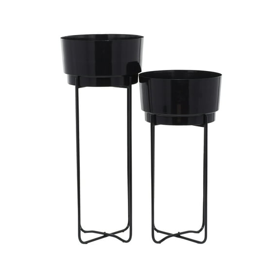 CosmoLiving by Cosmopolitan 31", 25"H Black Metal Planter with Removable Stand (2 Count)