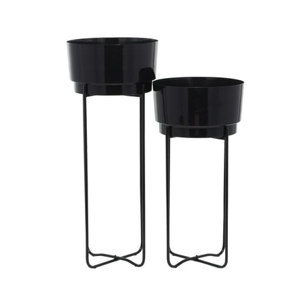 CosmoLiving by Cosmopolitan 31 25 H Black Metal Planter with Removable Stand (2 Count)