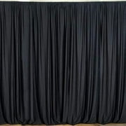 2 Panels 10 Feet x 10 Feet Polyester Curtains, Wedding Ceremony Party Home Window Decorations, Black