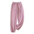 thumbnail image 2 of Luxalzxs Womens Pajama Pants Soft Casual Elastic Waist Drawstring Lounge Pajama Bottoms Comfy Sleepwear Yoga Pant Solid Color Home Pants with Pockets, 2 of 3