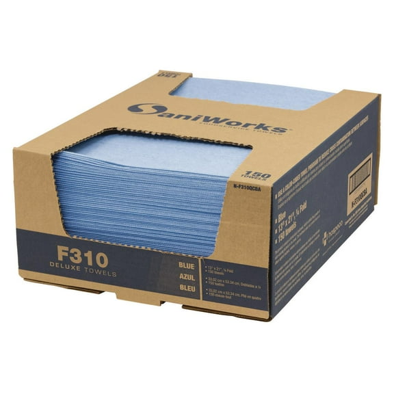 Deluxe Foodservice Wiper, 1-Ply, 13 x 21, Blue, 150/Carton