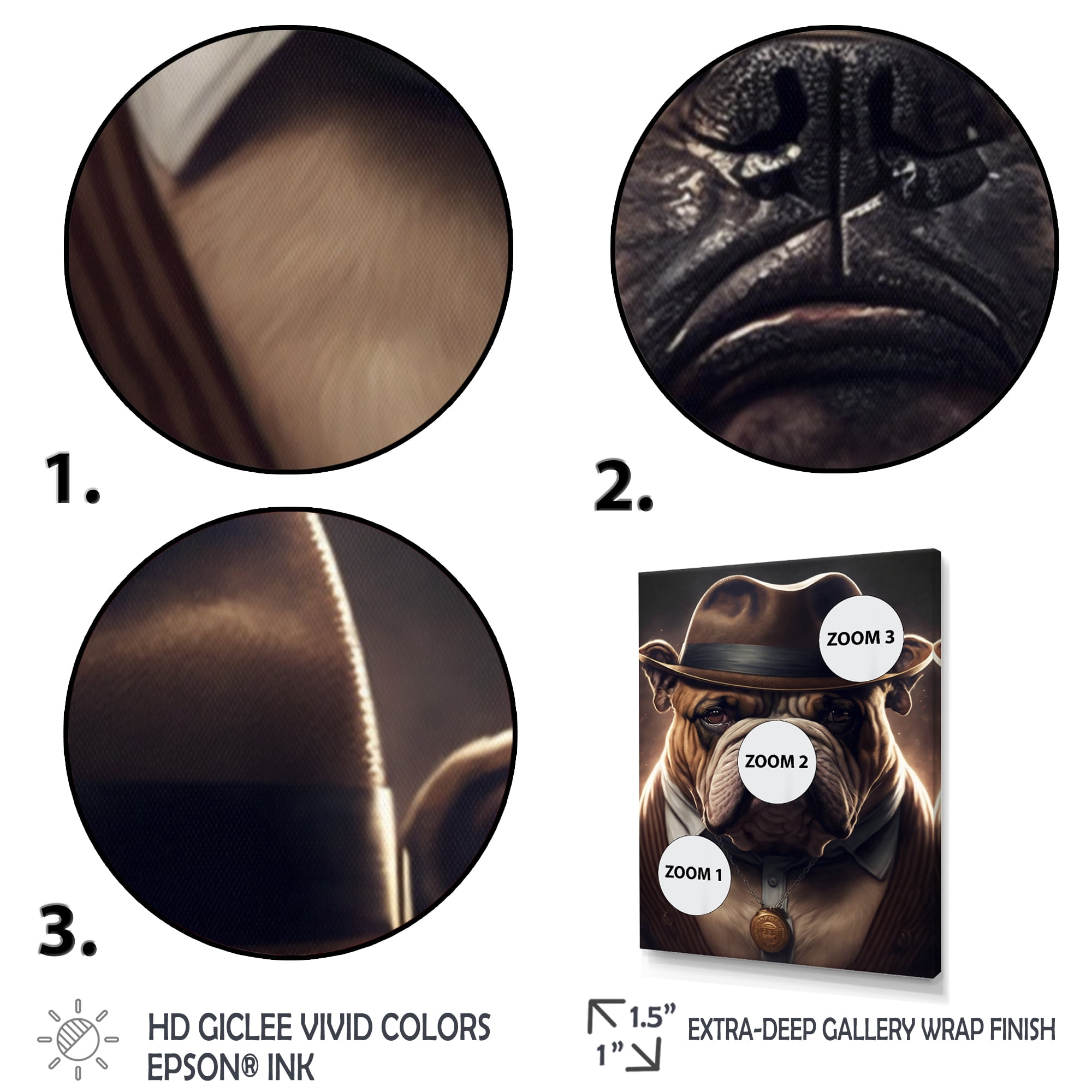Designart Mafia English Bulldog II Canvas Wall Art