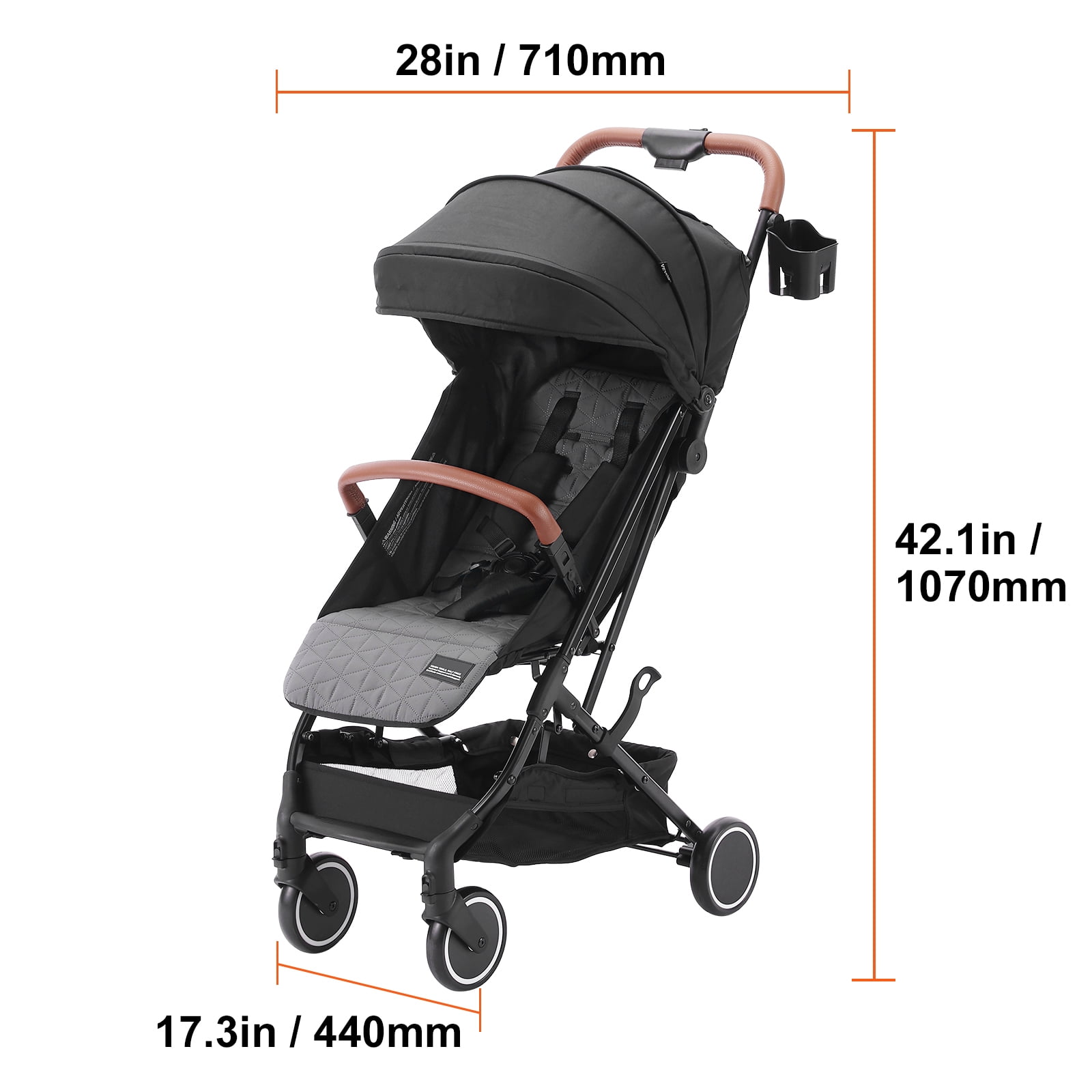 KFFKFF Baby Stroller, One-click Folding Umbrella Stroller Lightweight Travel Stroller for Newborn Baby, Black
