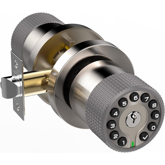Keypad Door Knob with Key,Keyless Entry Door Lock, Code Locks Door Knob, Auto Lock,50 User Code,Easy to Install,for Home,Office,Bedroom,Garage,No Deadbolt