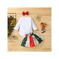 thumbnail image 4 of Qiylii Baby Girls Christmas Outfit, Letter Romper + Color Block Skirt+Headband, 4 of 9