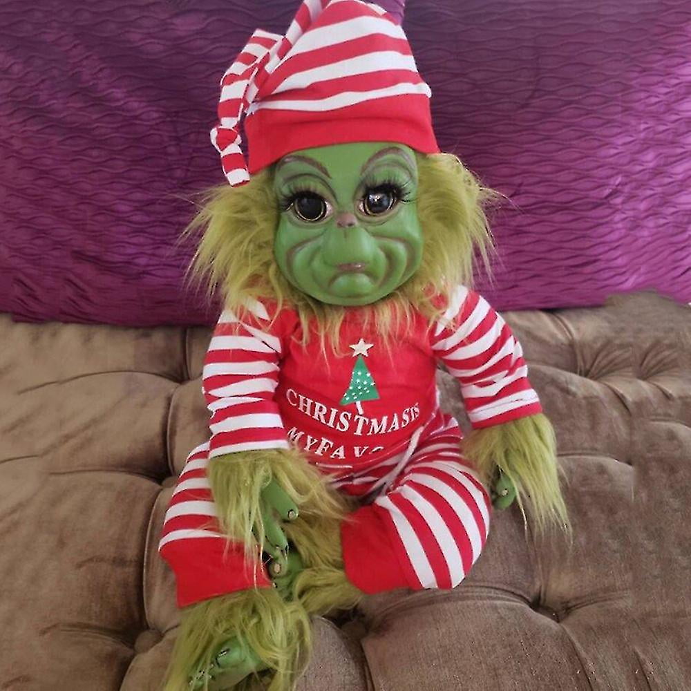 Christmas The Grinch Latex Plush Doll Reborn Baby Grinch Stuffed
