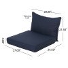 thumbnail image 3 of GDF Studio Vincent Outdoor Water Resistant Fabric Club Chair Cushions with Piping, Set of 2, Navy Blue, 3 of 9